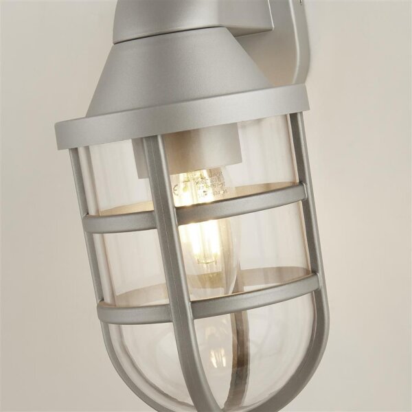 Applique murale extérieure argent IP44 E27 Maritim H : 21 cm