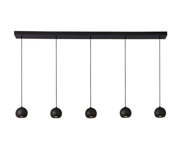 Lampe à suspendre noire longueur 160 cm H : max. 2 m 5-flamme GU10
