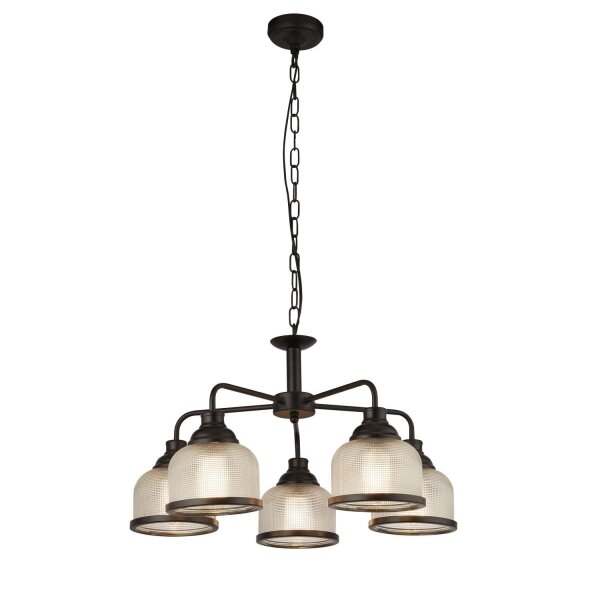 Suspension métal verre Ø 58 cm noir clair vintage