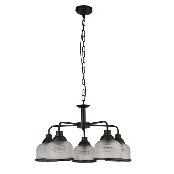 Suspension métal verre Ø 58 cm noir clair vintage
