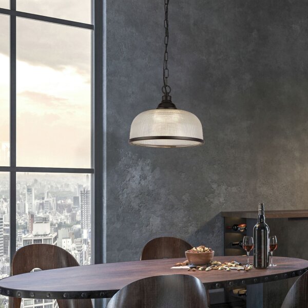 Suspension noir verre métal Ø 27 cm H : max. 1,2 m