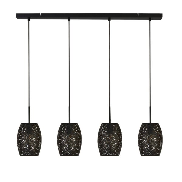 Lampe à suspendre métal 4 flammes noir or L : 90 cm E27