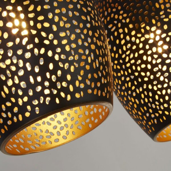 Lampe à suspendre métal 4 flammes noir or L : 90 cm E27