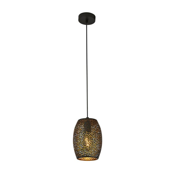 Lampe à suspendre noir or E27 Ø 15 cm étroit métal