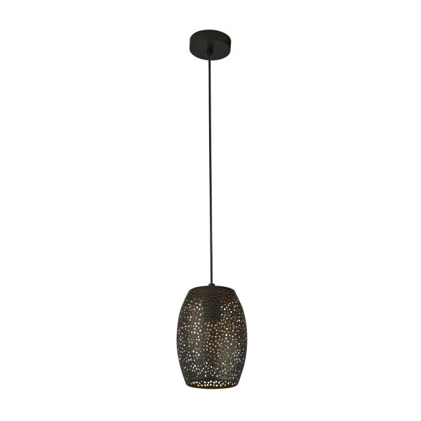 Lampe à suspendre noir or E27 Ø 15 cm étroit métal