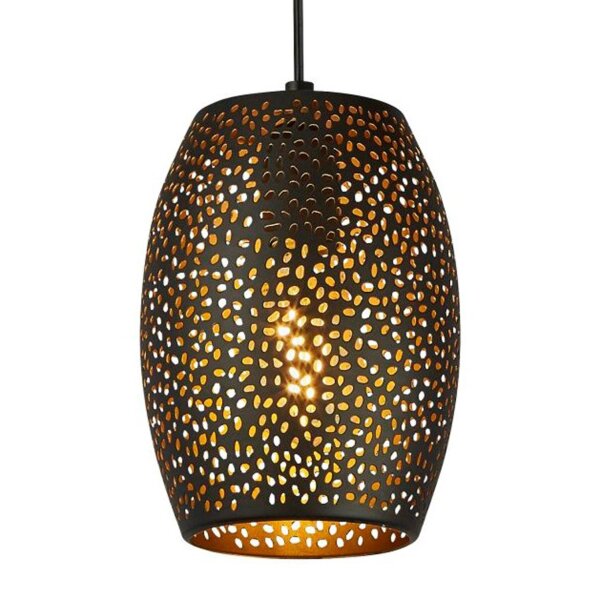Lampe à suspendre noir or E27 Ø 15 cm étroit métal