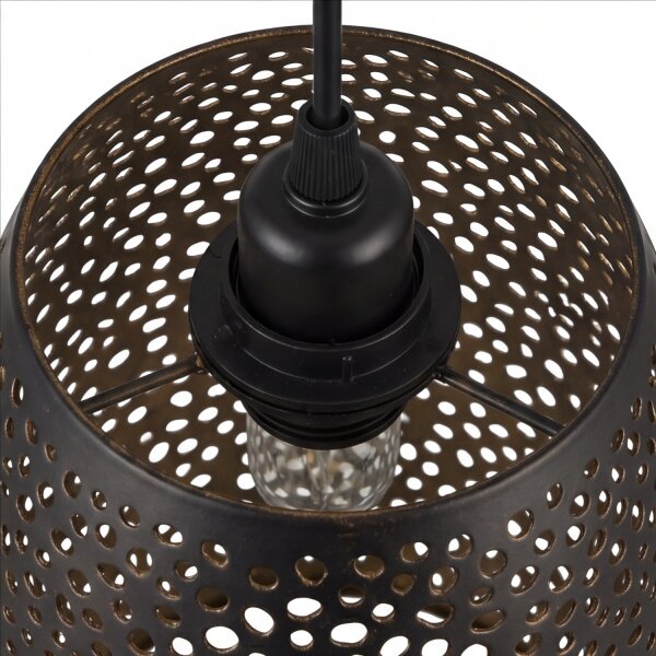 Lampe à suspendre noir or E27 Ø 15 cm étroit métal