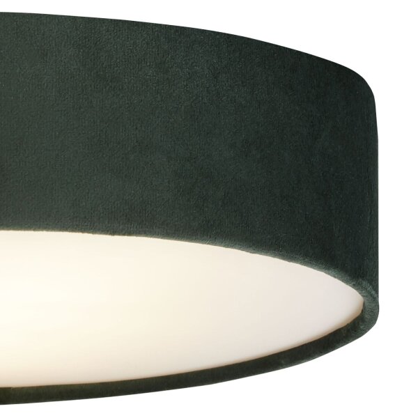Plafonnier velours Abat-jour rond Ø 50cm H : 10cm Vert 3x E27