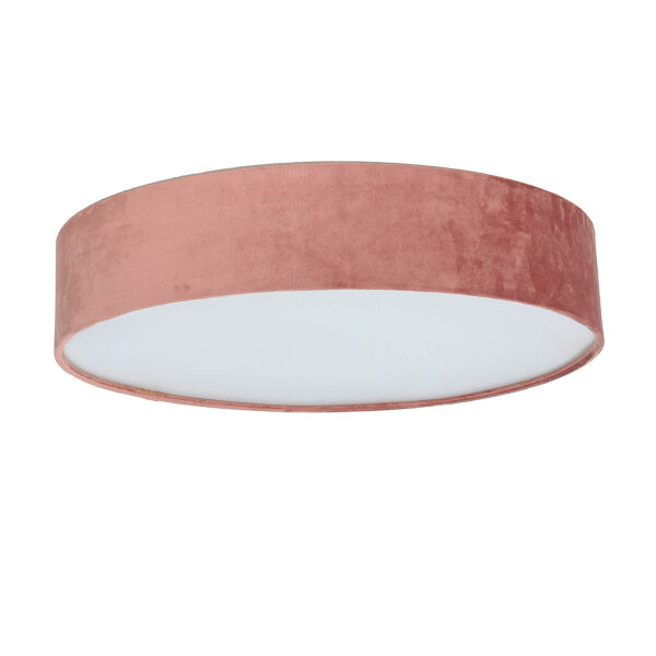 Plafonnier rond Ø 50cm H : 10cm Abat-jour rose velours 3x E27