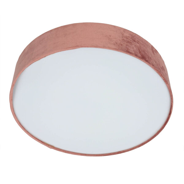 Plafonnier rond Ø 50cm H : 10cm Abat-jour rose velours 3x E27