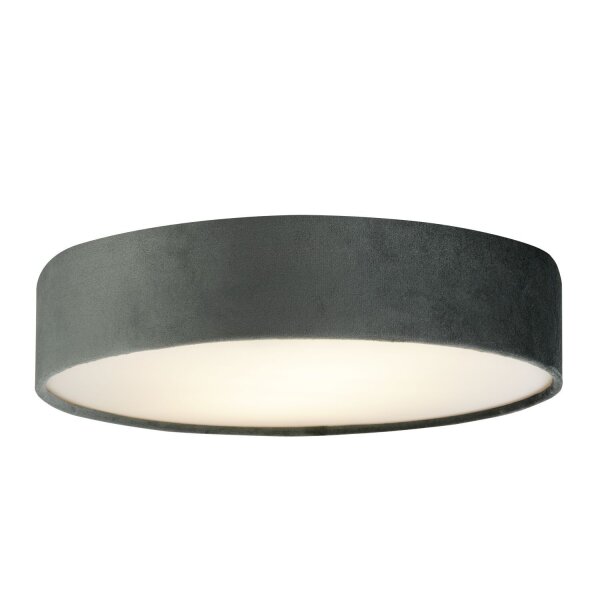 Plafonnier rond Ø 50 cm H : 10 cm Gris velours Abat-jour 3x E27