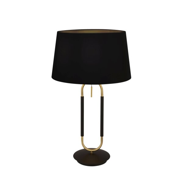Lampe de table noir laiton E27 63 cm de haut tissu métal
