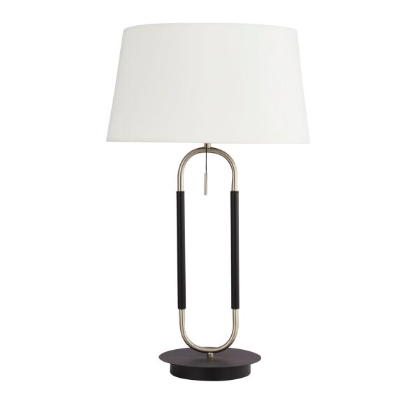 Lampe de table Abat-jour velours Interrupteur à tirette 63 cm E27 Blanc Argent
