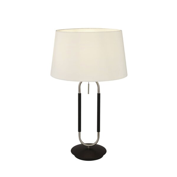 Lampe de table Abat-jour velours Interrupteur à tirette 63 cm E27 Blanc Argent