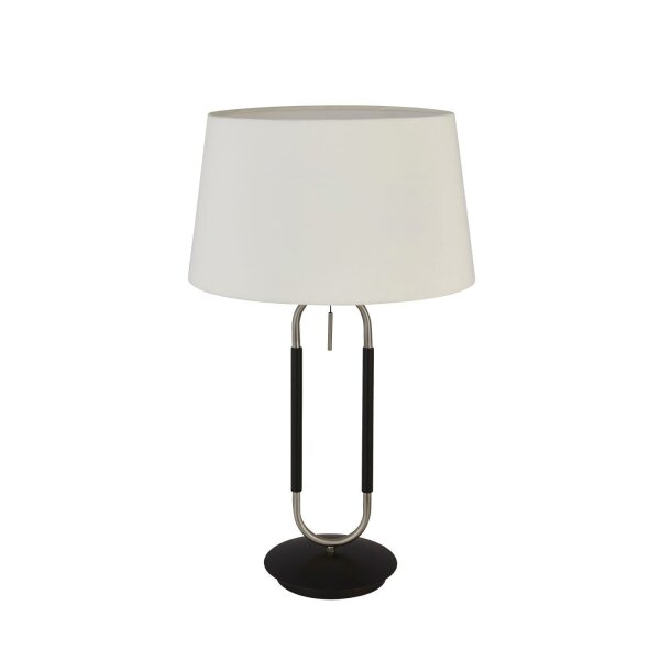 Lampe de table Abat-jour velours Interrupteur à tirette 63 cm E27 Blanc Argent