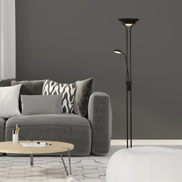 Lampadaire LED Lampe de lecture 180 cm noir 3000 K 1887 lm
