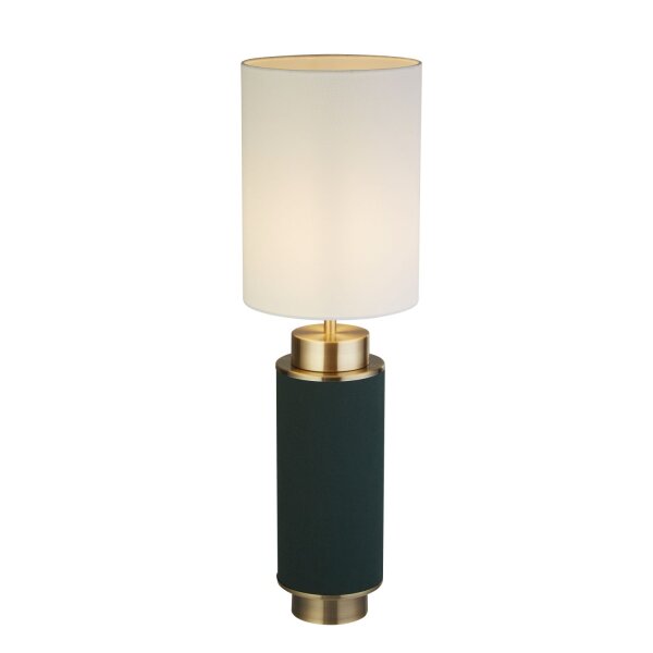 Lampe de table E27 72 cm de haut Tissu Métal Vert Blanc Laiton