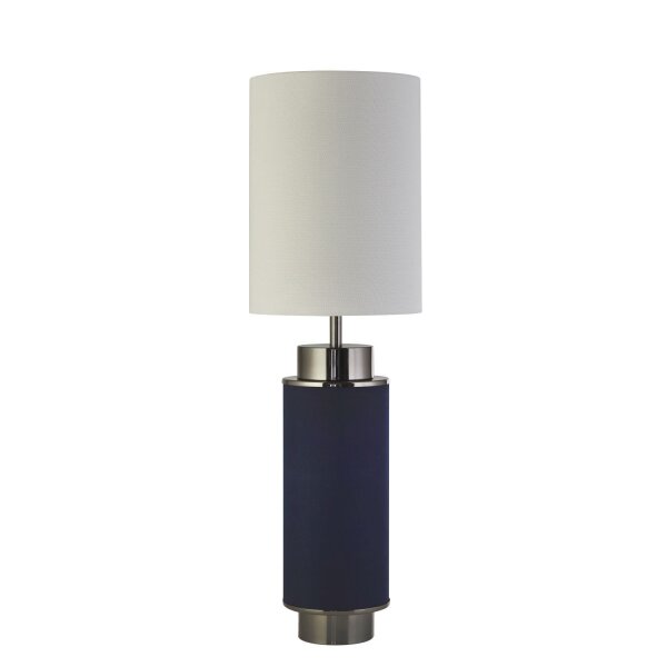 Lampe de table Bleu Blanc Nickel 72 cm de haut E27 Tissu Métal