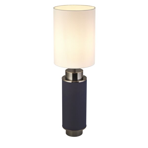 Lampe de table Bleu Blanc Nickel 72 cm de haut E27 Tissu Métal