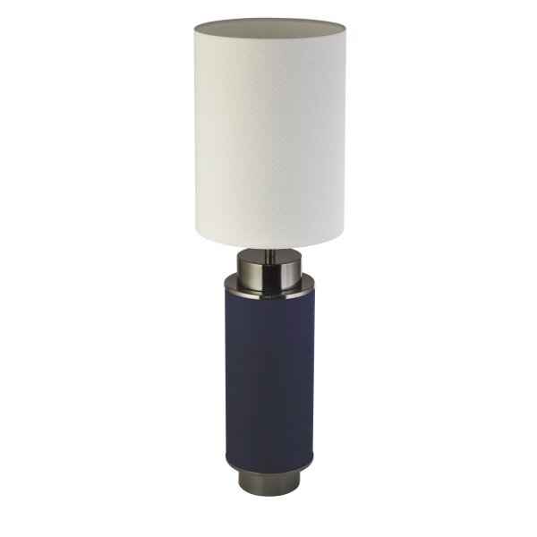 Lampe de table Bleu Blanc Nickel 72 cm de haut E27 Tissu Métal