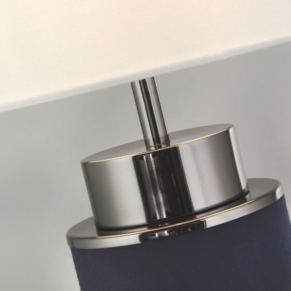 Lampe de table Bleu Blanc Nickel 72 cm de haut E27 Tissu Métal