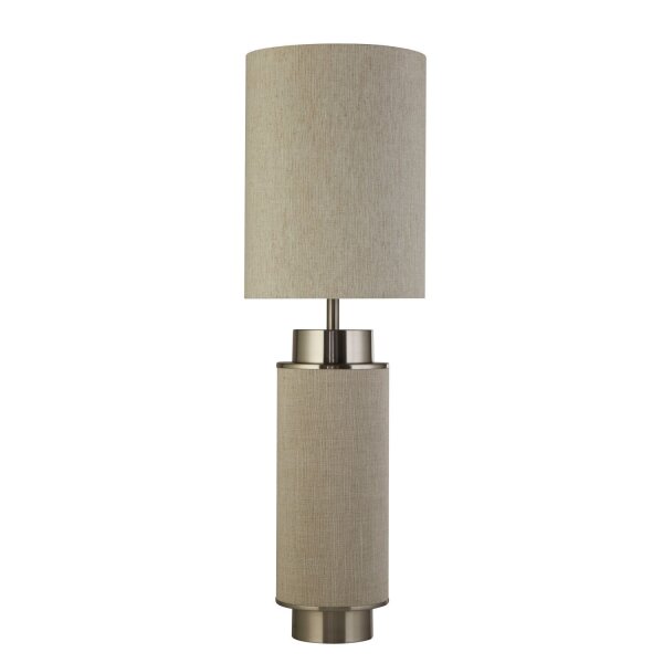 Lampe de table tissu métal hauteur 72 cm gris-beige nickel E27