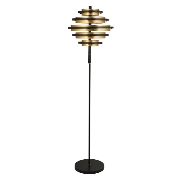 Lampadaire LED en noir or 2700 K blanc chaud métal