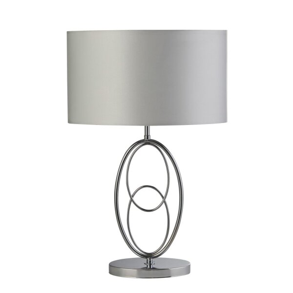 Lampe de table métal tissu 53 cm en chrome argent E27