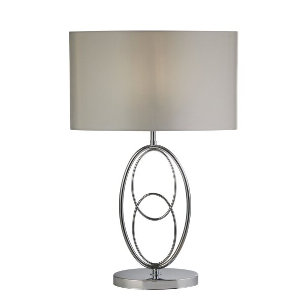Lampe de table métal tissu 53 cm en chrome argent E27