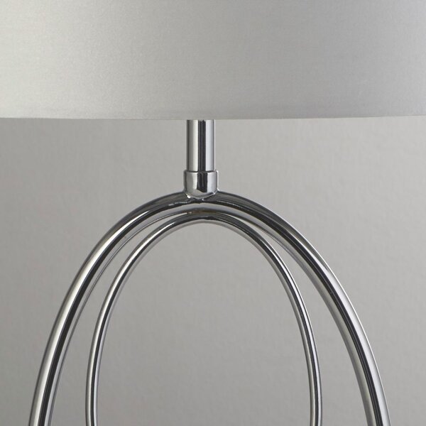 Lampe de table métal tissu 53 cm en chrome argent E27