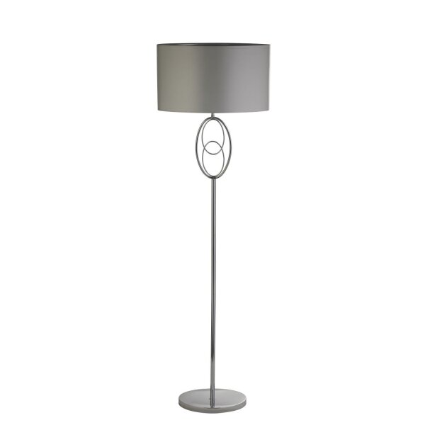 Lampadaire E27 Tissu Métal bas 151 cm Chrome Argent