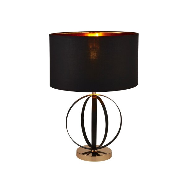Lampe de table noir or 58 cm de haut E27 métal tissu