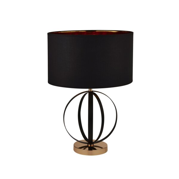 Lampe de table noir or 58 cm de haut E27 métal tissu