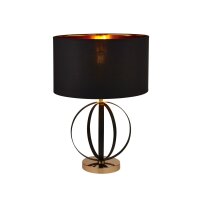 Lampe de table noir or 58 cm de haut E27 métal tissu