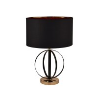 Lampe de table noir or 58 cm de haut E27 métal tissu