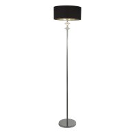 Lampadaire E27 157,5 cm bas Chrome Noir Abat-jour en tissu