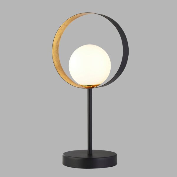 Lampe de table métal verre hauteur 36 cm G9 noir blanc or