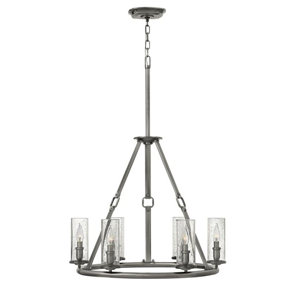 Lustre rond avec abat-jour verre de pluie réglable