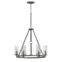 Lustre rond avec abat-jour verre de pluie réglable