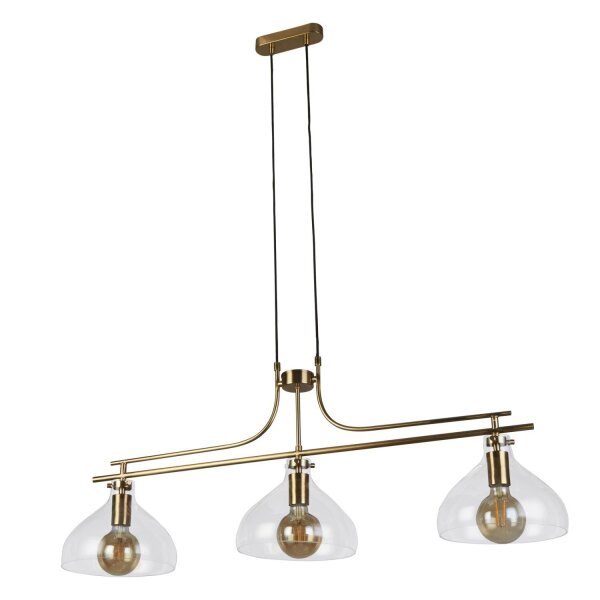 Lampe de billard vintage à 3 flammes L : 110 cm E27 en laiton