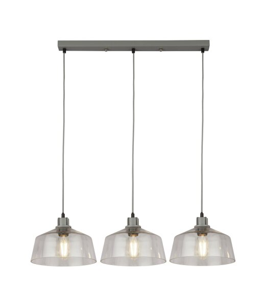 Lampe à suspendre Vintage L : 80 cm Gris clair 3 flammes E27
