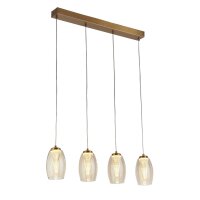 Lampe LED &agrave; suspendre verre 3000 K 4-flammes L :...