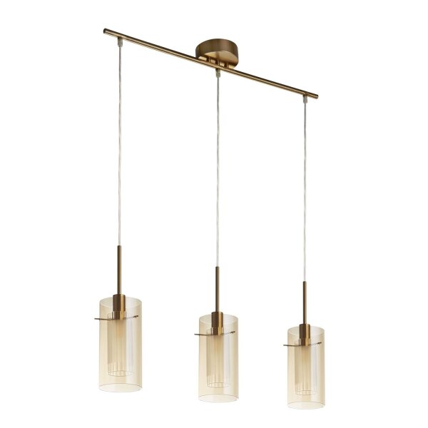 Suspension 3 flammes en laiton crème E14 verre métal