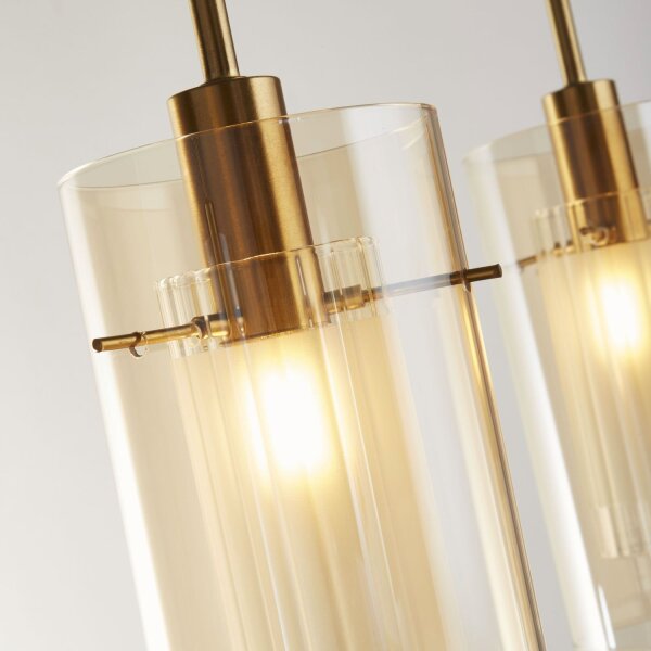 Suspension 3 flammes en laiton crème E14 verre métal