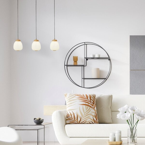Suspension noir blanc L : 78,5 cm E14 3-flamme E14