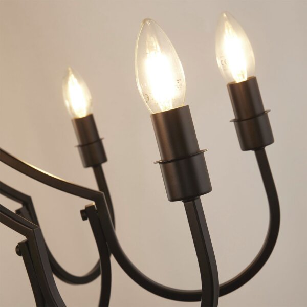Lustre métal Ø 75 cm 8 flammes E14 Noir Rustique