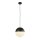 Suspension Noir Blanc E27 Ø 25 cm rond verre métal