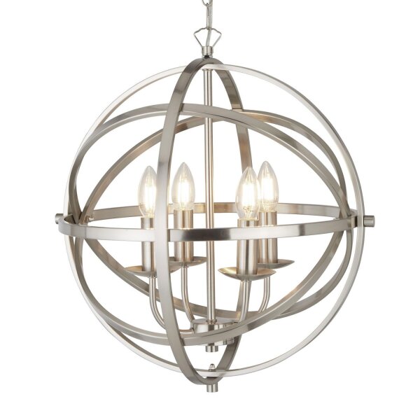 Lampe à suspendre argent mat Ø 45 cm rond pour 4x E14 métal