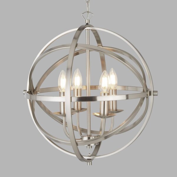 Lampe à suspendre argent mat Ø 45 cm rond pour 4x E14 métal