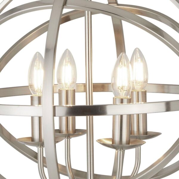 Lampe à suspendre argent mat Ø 45 cm rond pour 4x E14 métal